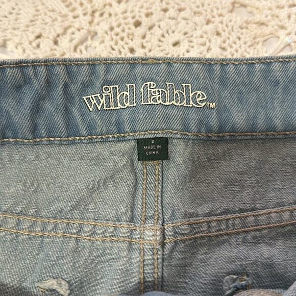 Wild Fable Denim Skirt Patch Work Color Block W Pockets Blue sz 8 - Picture 3 of 4